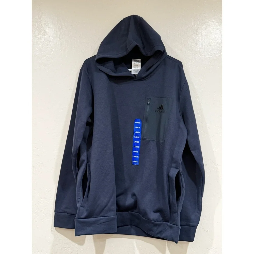 Adidas M Pocket Hoodie Mens Large Navy Blue Athletic Sweatshirt JG8147 Aurink